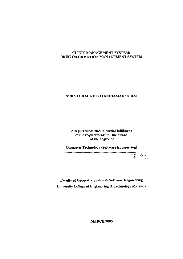 (PDF) Clinic management system :drug information management system