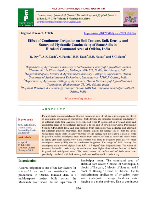 (PDF) Effect of Continuous Irrigation on Soil Texture, Bulk Density and ...
