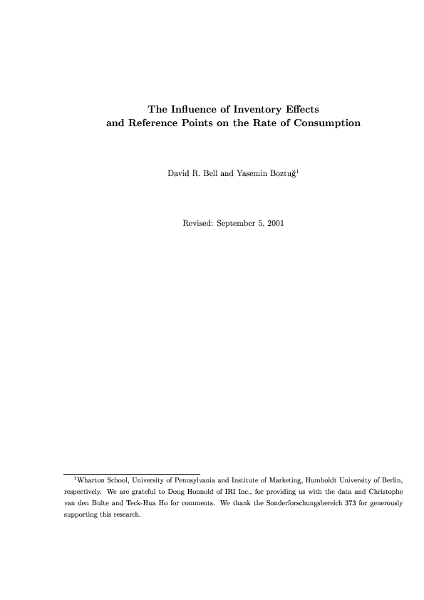 (PDF) The influence of inventory effects and reference points on the ...
