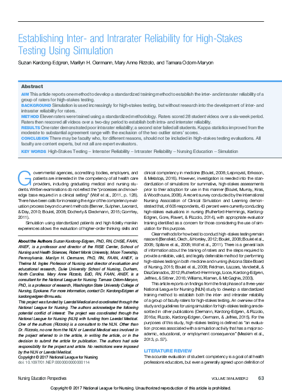 (PDF) Establishing Inter- and Intrarater Reliability for High-Stakes ...
