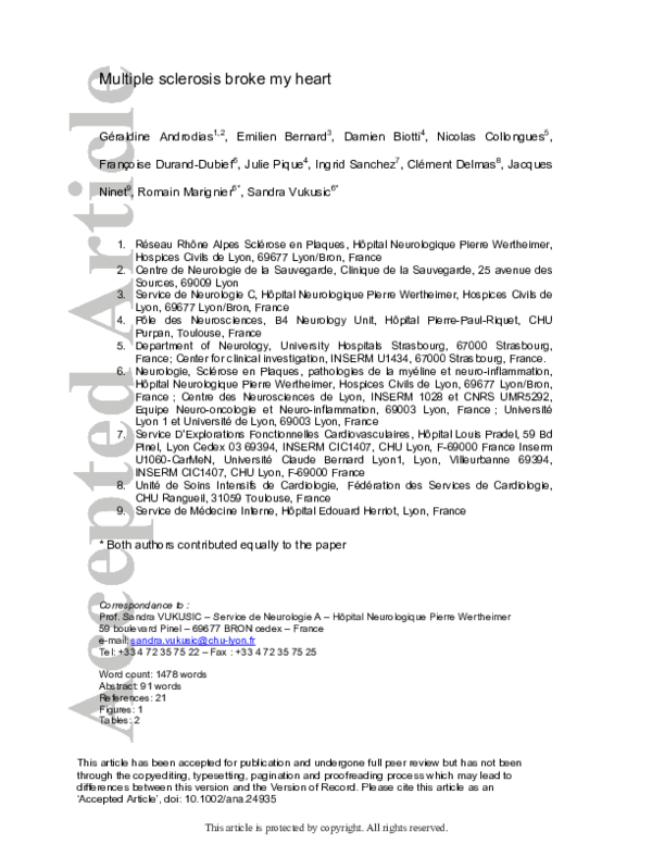 (PDF) Multiple sclerosis broke my heart