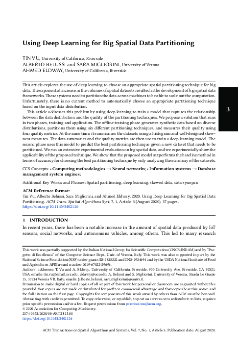(PDF) Using Deep Learning for Big Spatial Data Partitioning