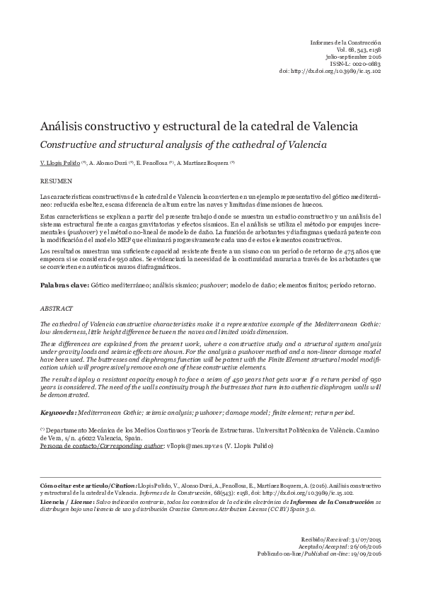 Análisis constructivo y estructural de la catedral de Valencia