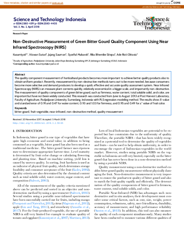 (PDF) Non-Destructive Measurement of Green Bitter Gourd Quality ...