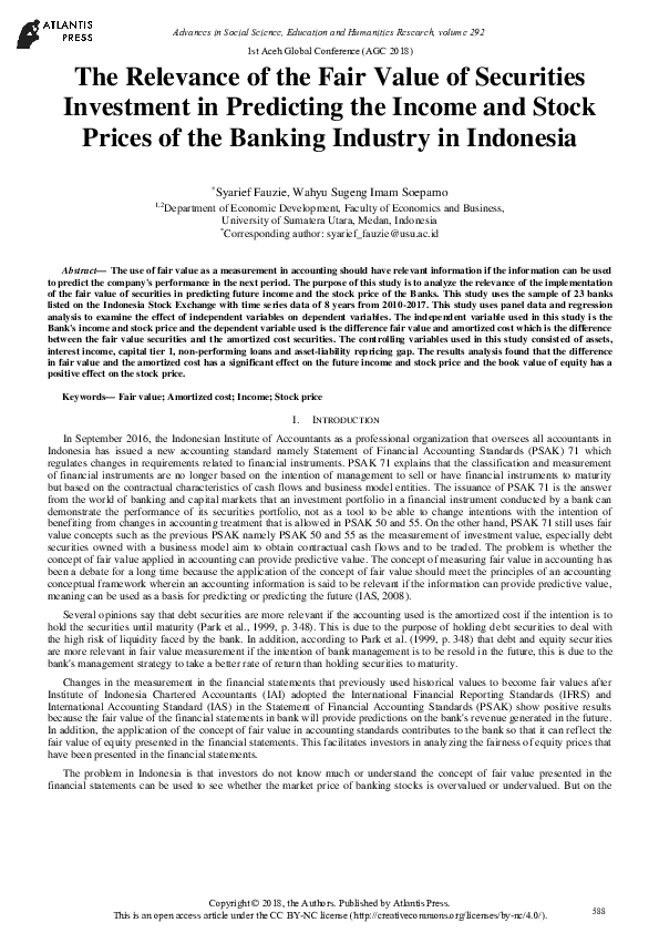 (PDF) The Relevance of the Fair Value of Securities Investment in ...