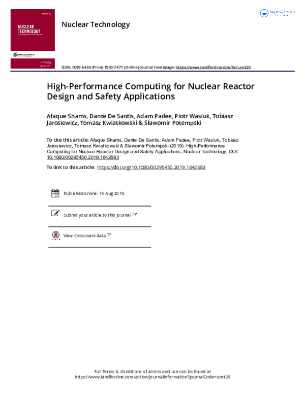 (PDF) High-Performance Computing for Nuclear Reactor Design and Safety ...