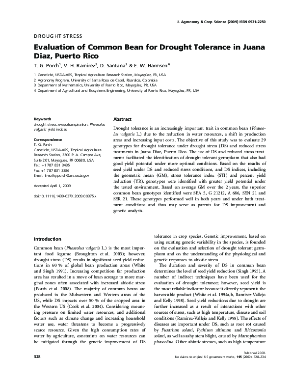 (PDF) Evaluation of Common Bean for Drought Tolerance in Juana Diaz ...