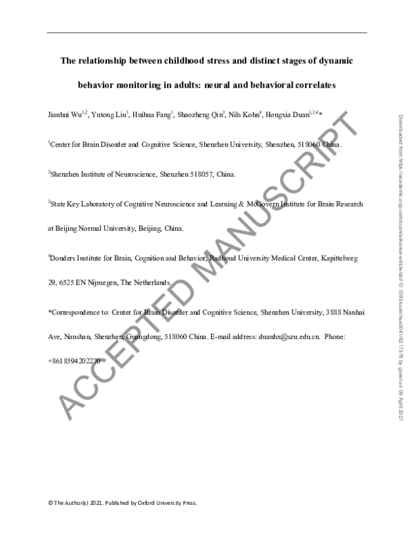 (PDF) The relationship between childhood stress and distinct stages of ...