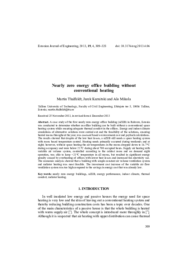 (PDF) Nearly zero energy office building without conventional heating