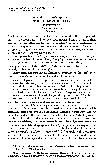 (PDF) Academic Writing and Theological Inquiry