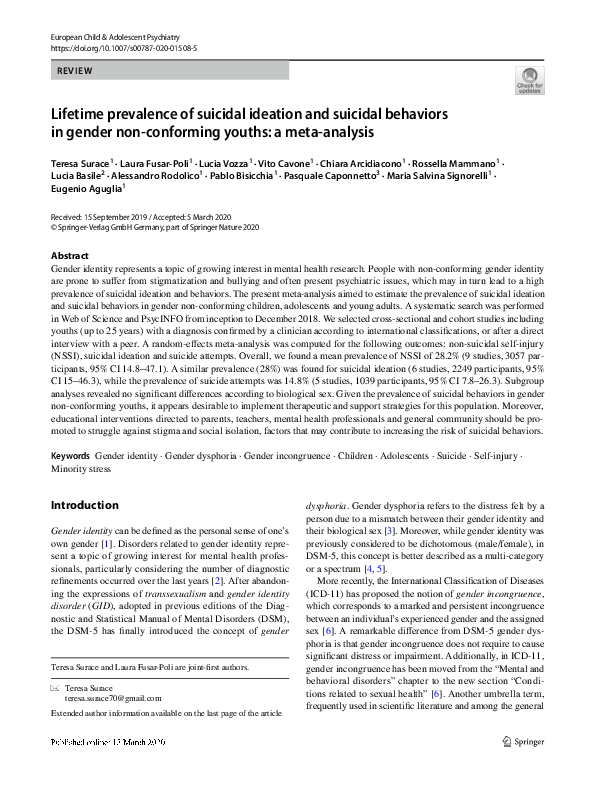 (PDF) Lifetime prevalence of suicidal ideation and suicidal behaviors ...