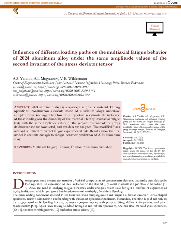 (PDF) Influence of different loading paths on the multiaxial fatigue ...