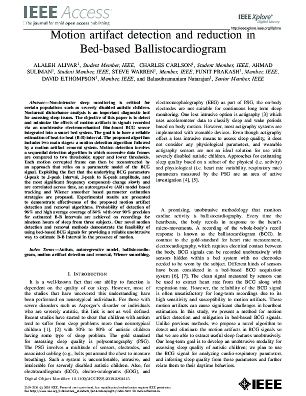 (PDF) Motion Artifact Detection and Reduction in Bed-Based ...