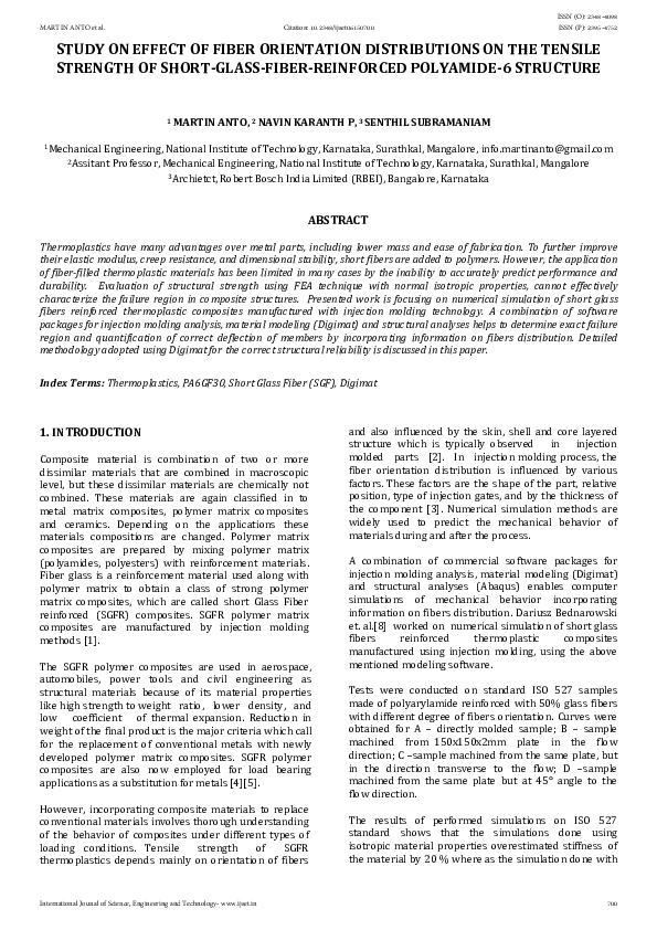 (PDF) Study on Effect of Fiber Orientation Distributions on the Tensile ...