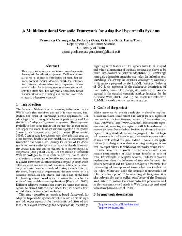 (PDF) A multidimensional semantic framework for adaptive hypermedia systems