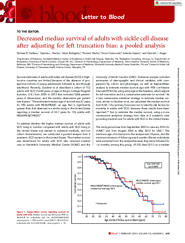 (PDF) Decreased median survival of adults with sickle cell disease ...
