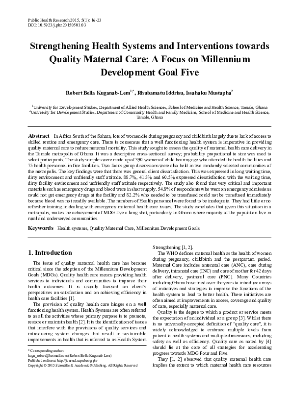 (PDF) Strengthening Health Systems and Interventions towards Quality ...