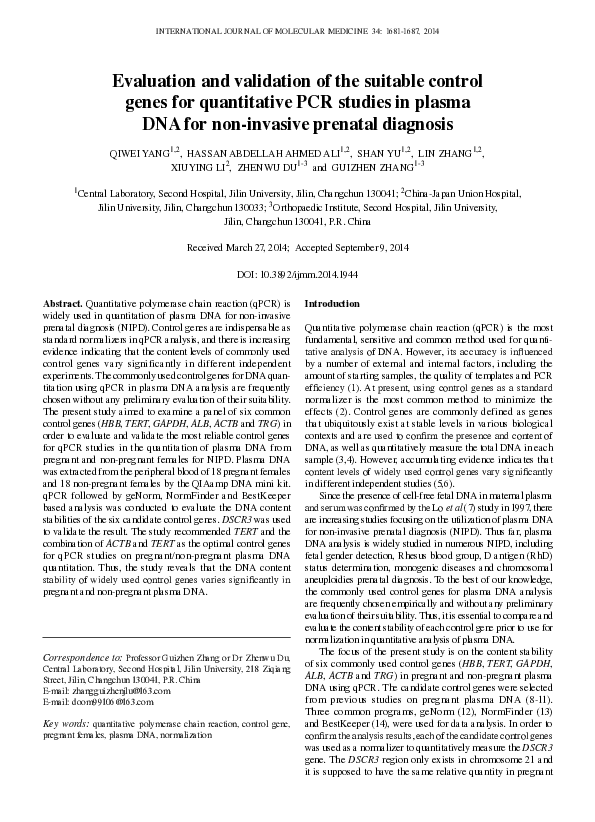 (PDF) Evaluation and validation of the suitable control genes for ...