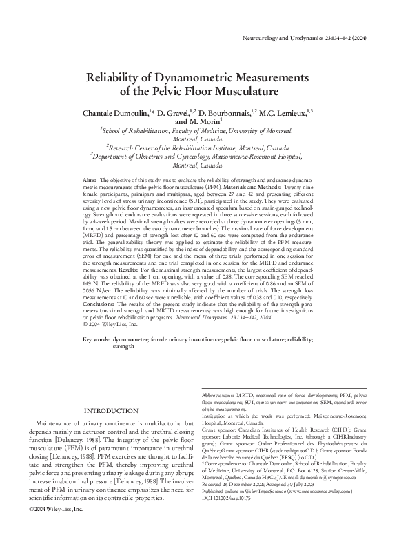 (PDF) Reliability of dynamometric measurements of the pelvic floor ...