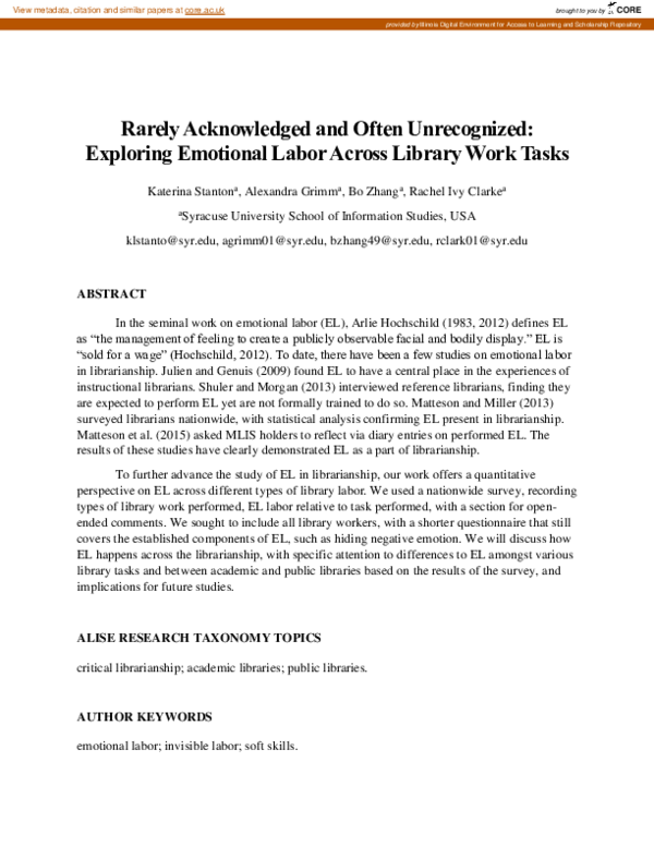 (PDF) Rarely acknowledged and often unrecognized: Exploring emotional ...