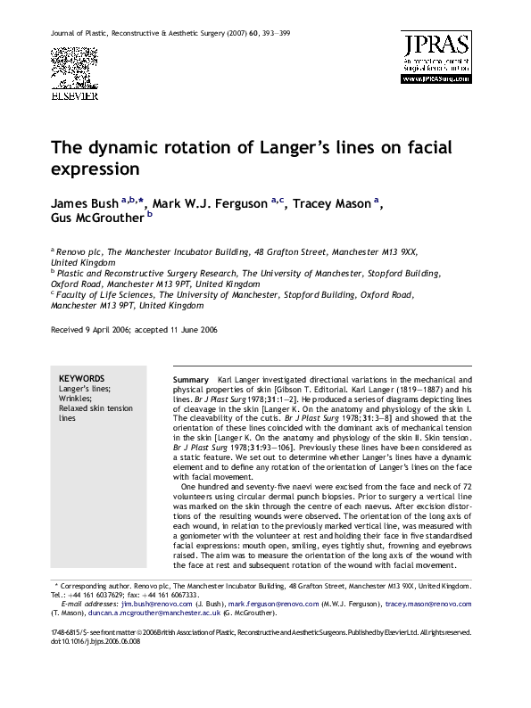 (PDF) The dynamic rotation of Langer's lines on facial expression
