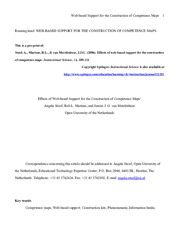 (PDF) Effects of Web-based Support for the Construction of Competence Maps