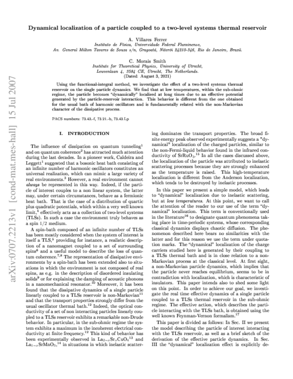 (PDF) Dynamical localization of a particle coupled to a two-level ...