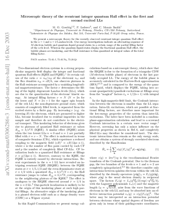 (PDF) Microscopic theory of the reentrant integer quantum Hall effect ...