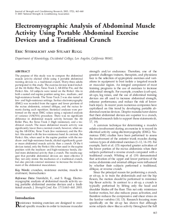 (PDF) Electromyographic Analysis of Abdominal Muscle Activity Using ...