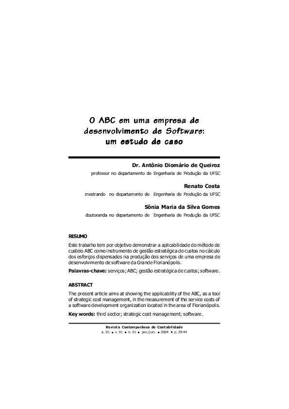 (PDF) O ABC em uma empresa de desenvolvimento de software: um estudo de ...