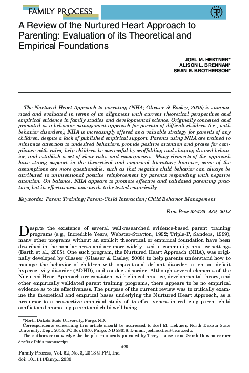 (PDF) A Review of the Nurtured Heart Approach to Parenting: Evaluation ...