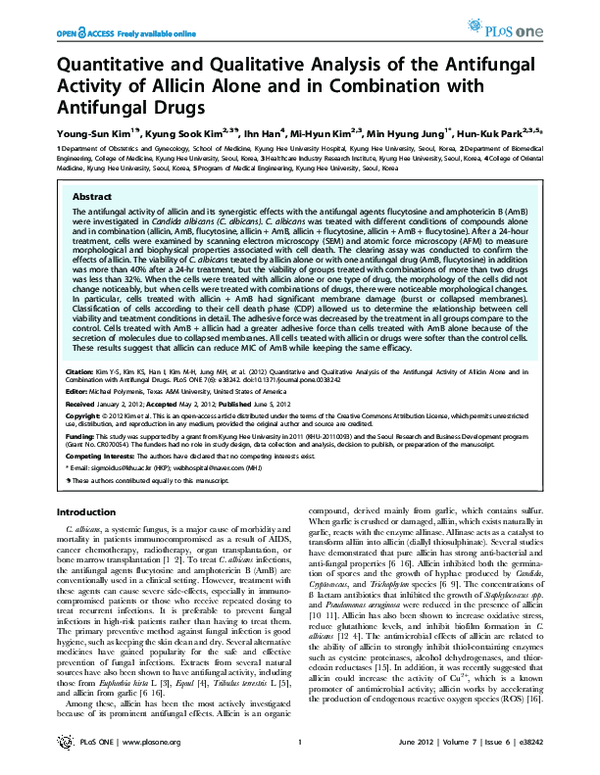 (PDF) Quantitative and Qualitative Analysis of the Antifungal Activity ...