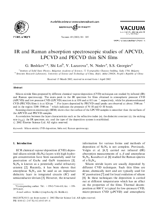 (PDF) IR and Raman absorption spectroscopic studies of APCVD, LPCVD and ...