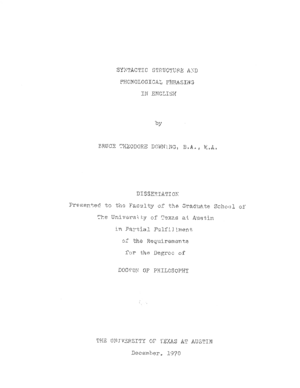 (PDF) Syntactic Structure and Phonological Phrasing in English