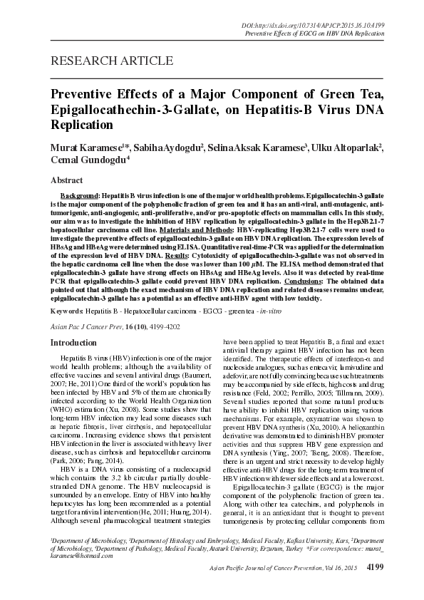 (PDF) Preventive Effects of a Major Component of Green Tea ...