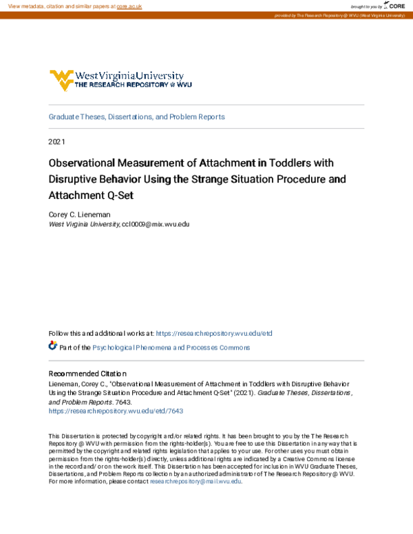 (PDF) Observational Measurement of Attachment in Toddlers with