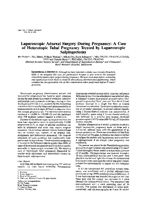 (PDF) Laparoscopic Adnexal Surgery During Pregnancy: A Case of ...