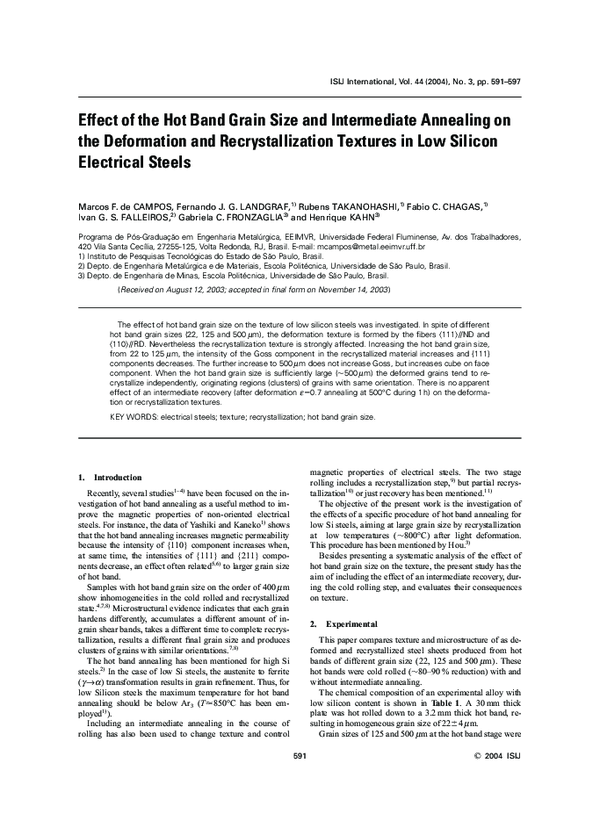 (PDF) Effect of the Hot Band Grain Size and Intermediate Annealing on ...