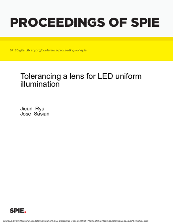 (PDF) Tolerancing a lens for LED uniform illumination