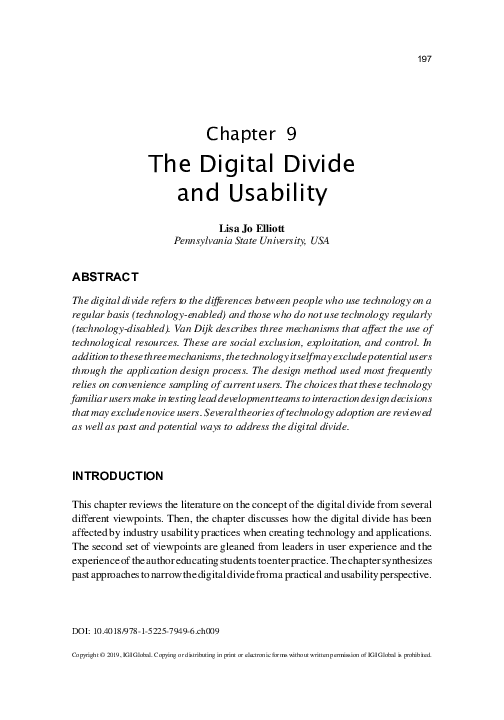 (PDF) The Digital Divide and Usability Lisa Jo Elliott Academia.edu