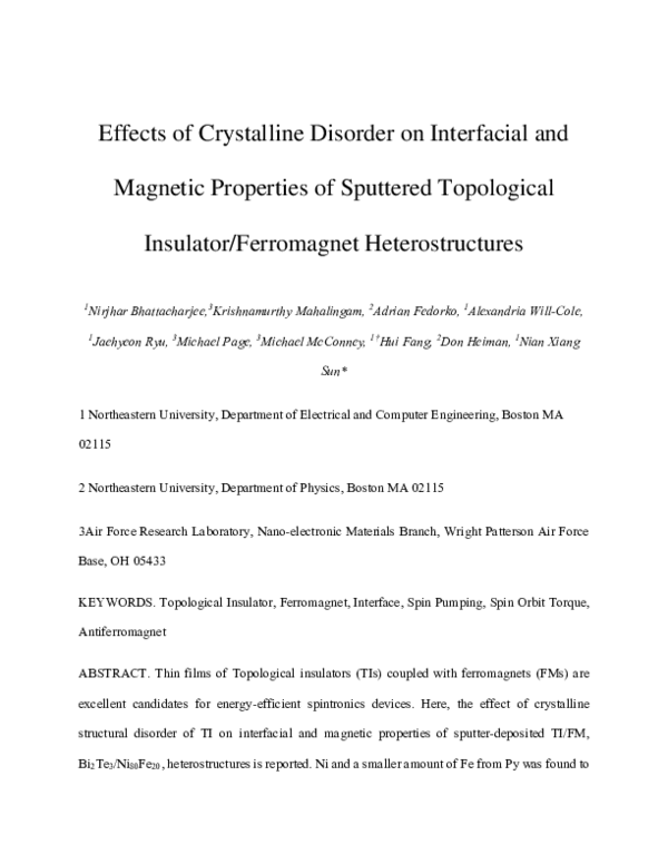(PDF) Effects of Crystalline Disorder on Interfacial and Magnetic ...
