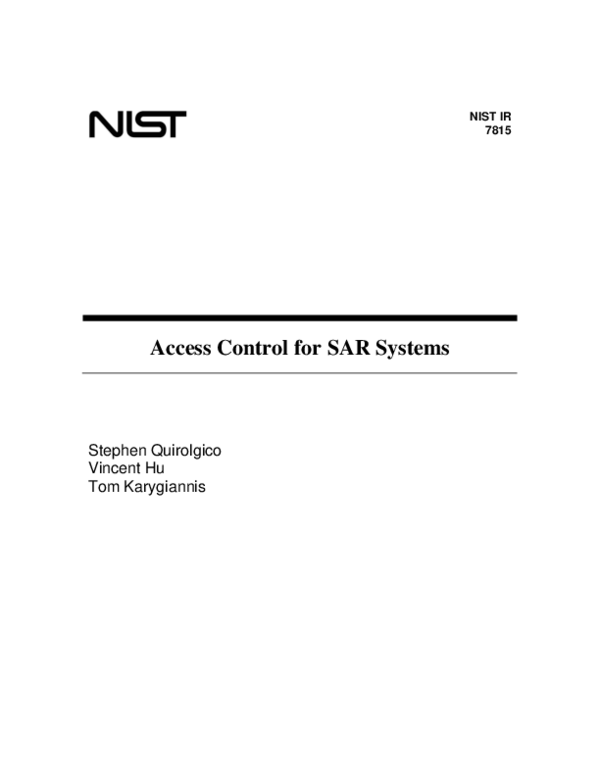 (PDF) Access control for SAR systems