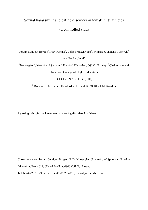 (PDF) SHAB and Eating Disorders in Female Athletes