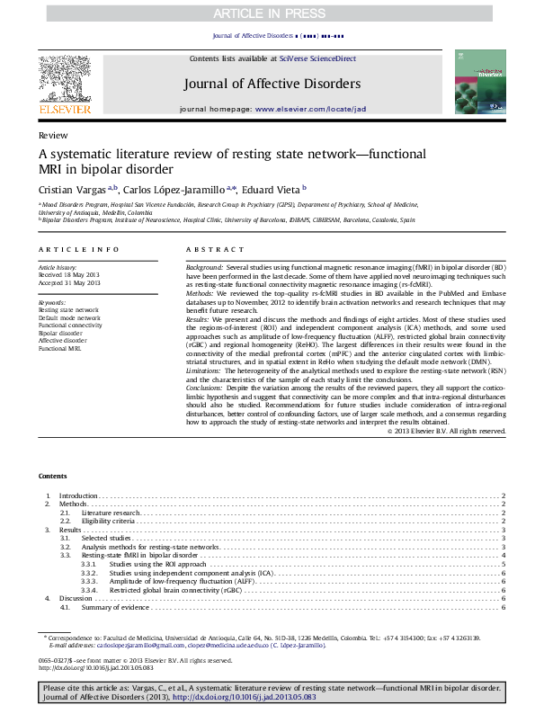 (PDF) A systematic literature review of resting state network ...