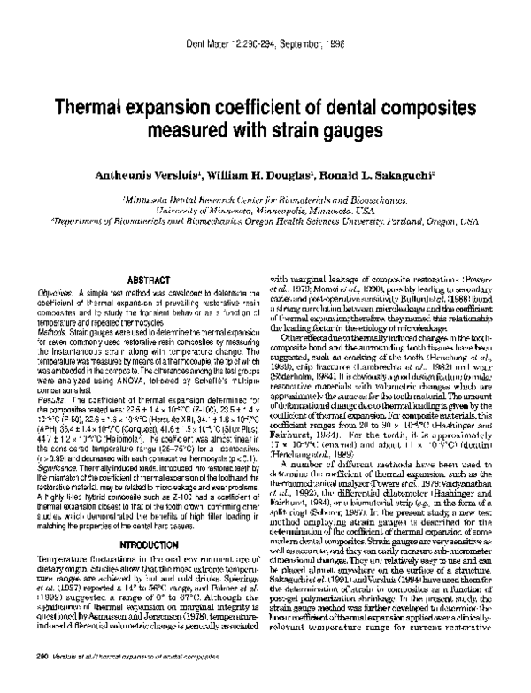 (PDF) Thermal expansion coefficient of dental composites measured with ...