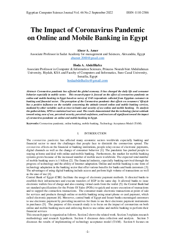 (PDF) The Impact of Coronavirus Pandemic on Online and Mobile Banking ...