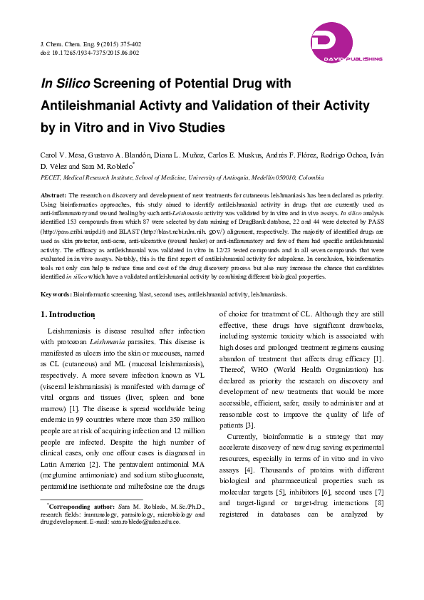 (PDF) In Silico Screening of Potential Drug with Antileishmanial ...