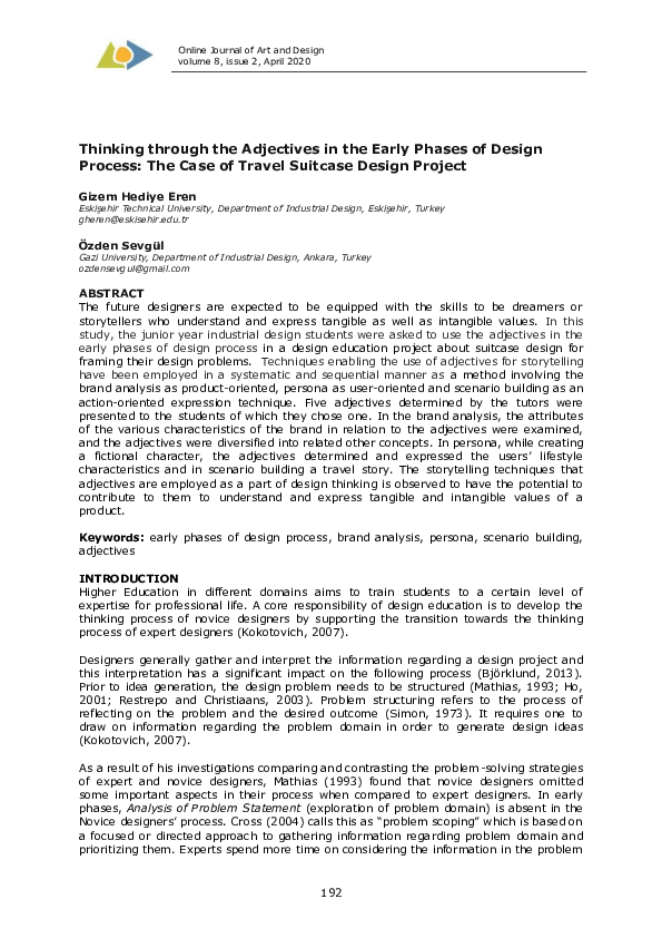 (PDF) Thinking through the Adjectives in the Early Phases of Design ...