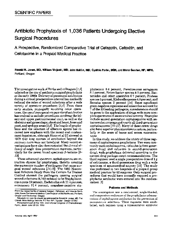 (PDF) Antibiotic prophylaxis of 1,036 patients undergoing elective ...