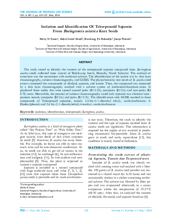 (PDF) Isolation and Identification Of Triterpenoid Saponin From ...